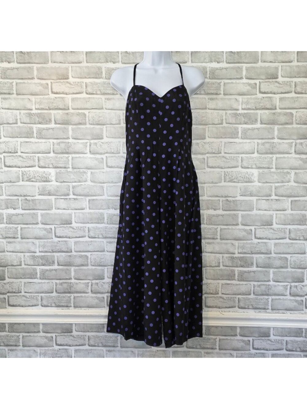 Vintage 80s Polka Dot Jumpsuit Romper Rockabilly Made in USA Bee Darlin 9/10
